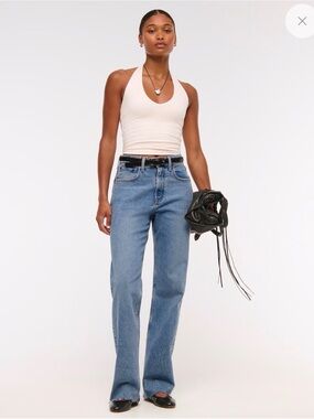 Curve Love High Rise 90s Relaxed Frayed Hem Jeans 26/2 Long